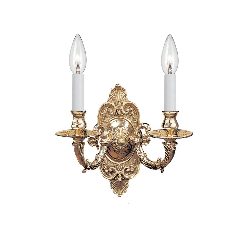 Cast Brass Wall Mount 2 Light Wall Mount in Polished Brass