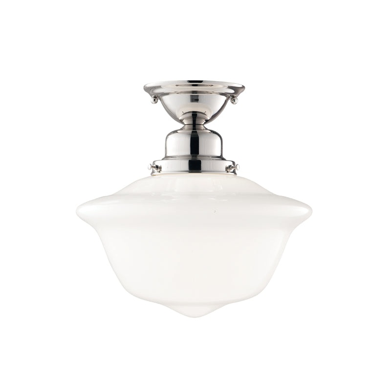 Edison Collection 1 Light Semi Flush in Polished Nickel