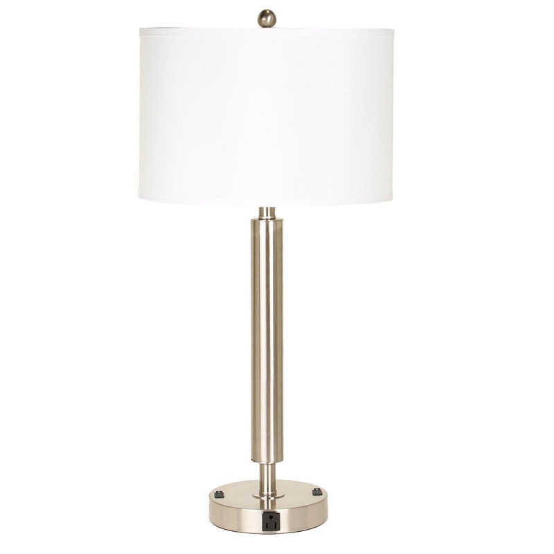 Hotel 2-Light Table Lamp in Brushed Steel