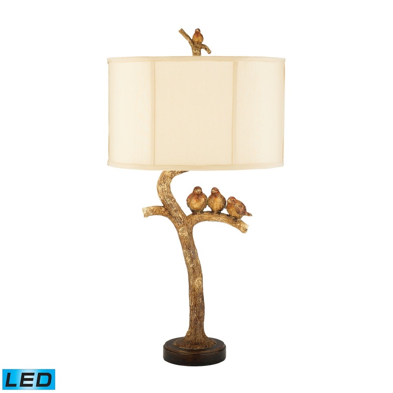 Three Bird Light 1-Light Table Lamp in Black