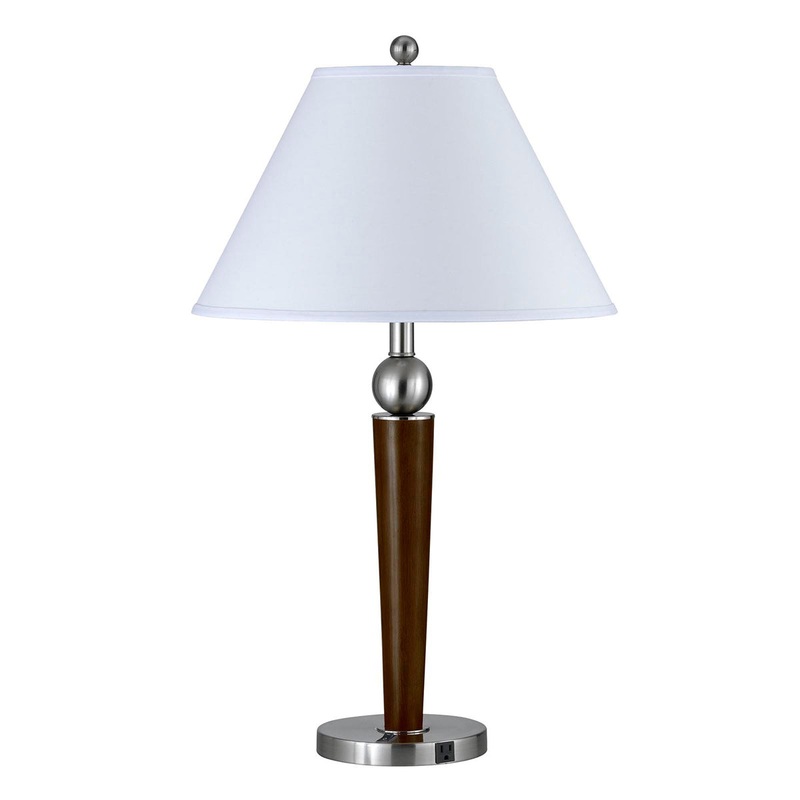 Uni-Pack 2-Light Table Lamp in Brushed Steel/Espresso