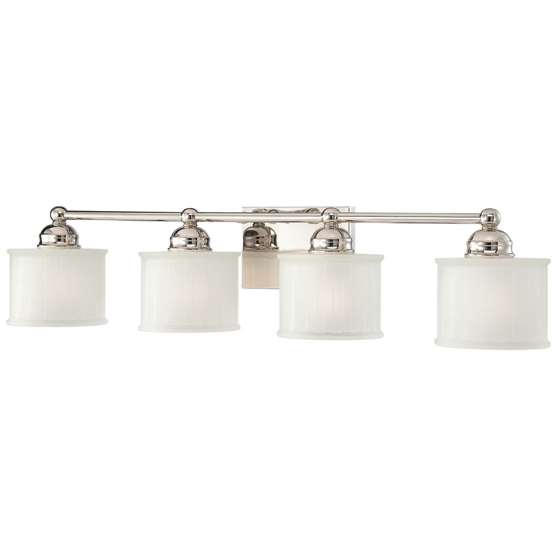 1730 Series 4-Light Bath Vanity in Polished Nickel & Etched-Box Pleat Glass