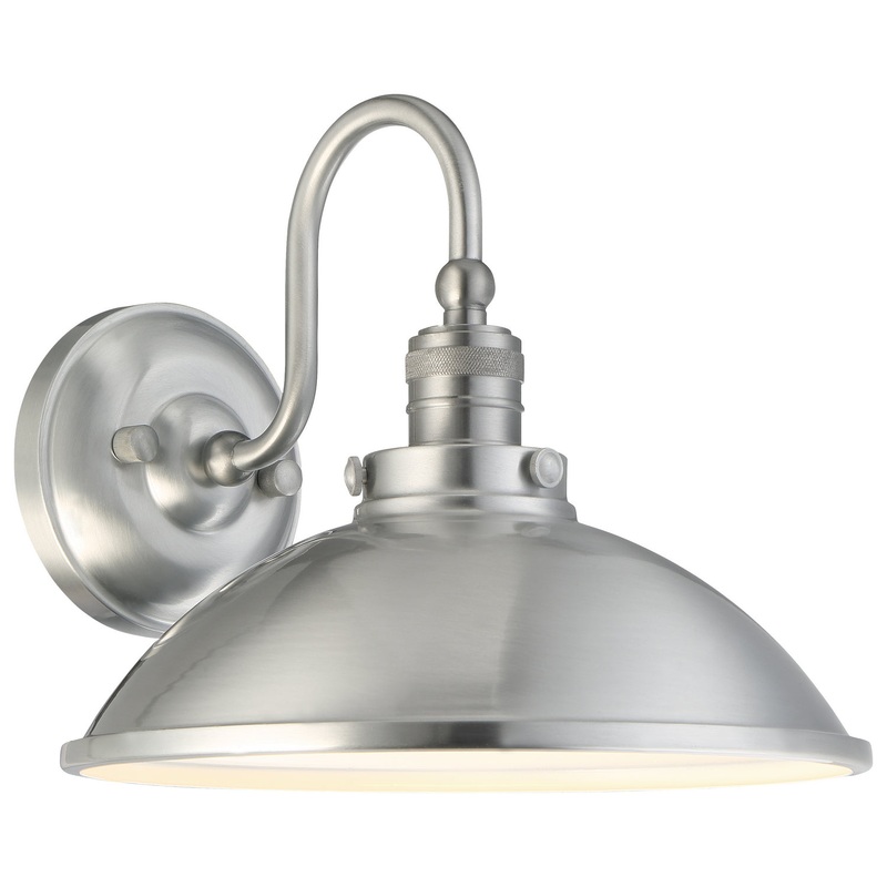 Baytree Lane 1-Light Outdoor Wall Mount in Brushed Stainless Steel & Etched Opal Glass