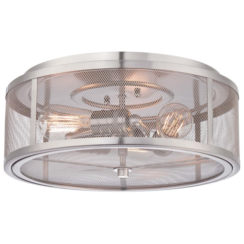 Downtown Edison 3-Light Flush Mount in Brushed Nickel