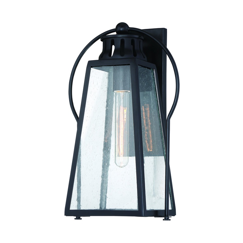 Halder Bridge 1-Light Outdoor Wall Mount in Coal & Clear Seeded Glass