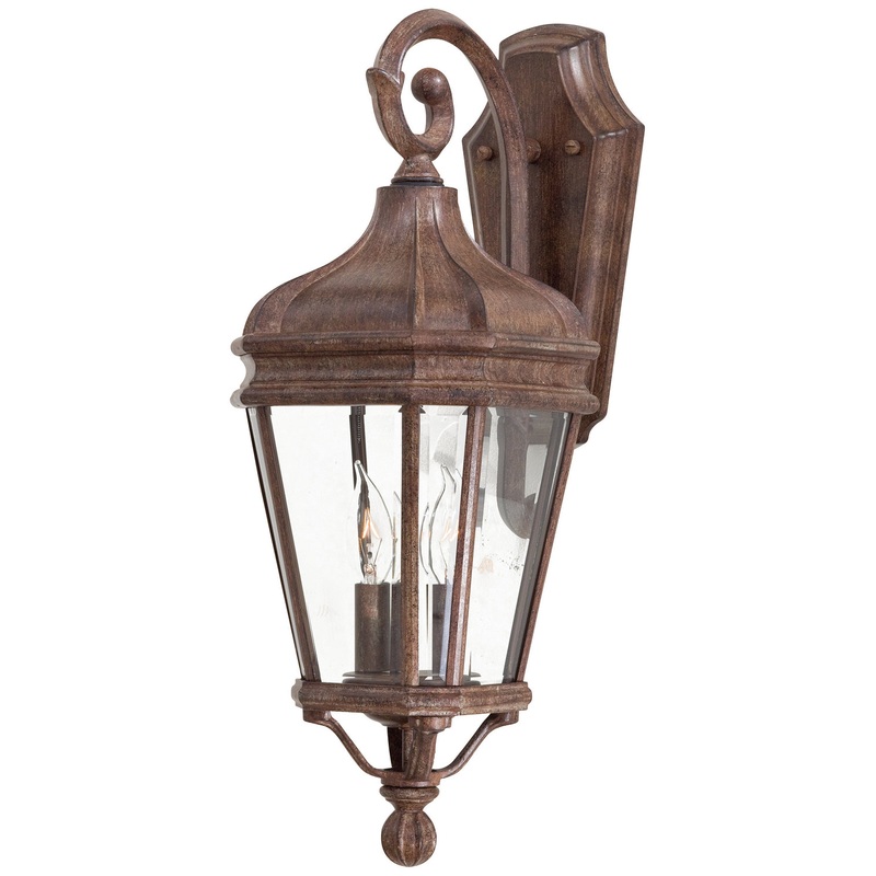 Harrison 2-Light Wall Mount in Vintage Rust & Clear Bevel Glass
