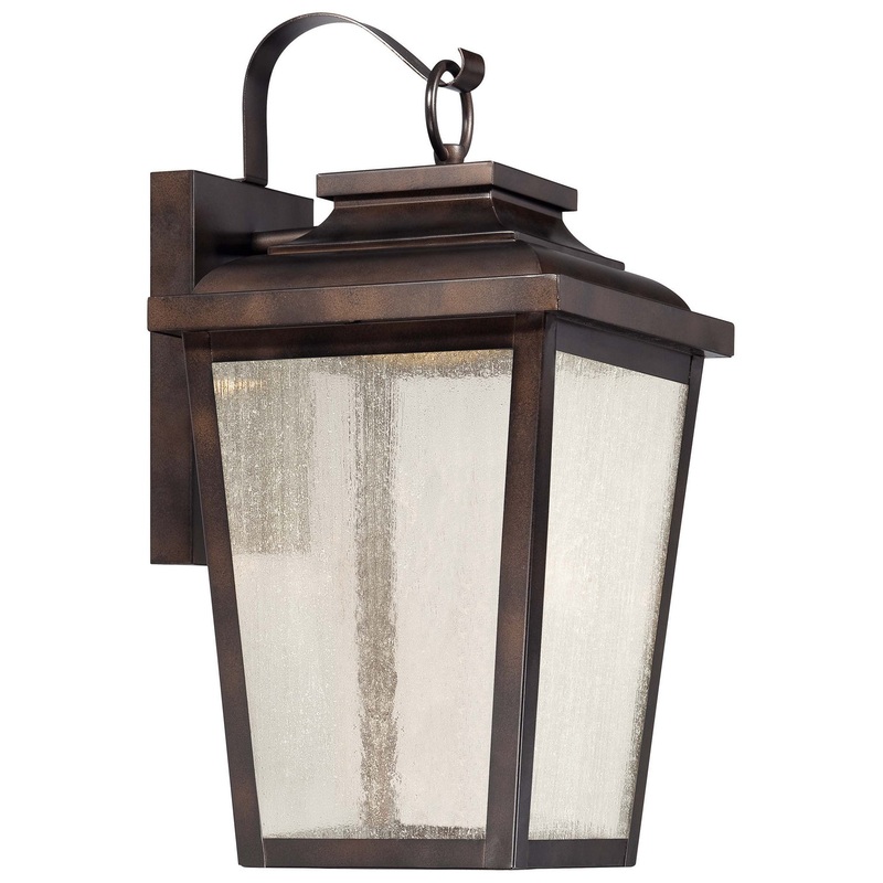 Irvington Manor LED Outdoor Wall Mount in Chelesa Bronze & Clear Seeded Glass