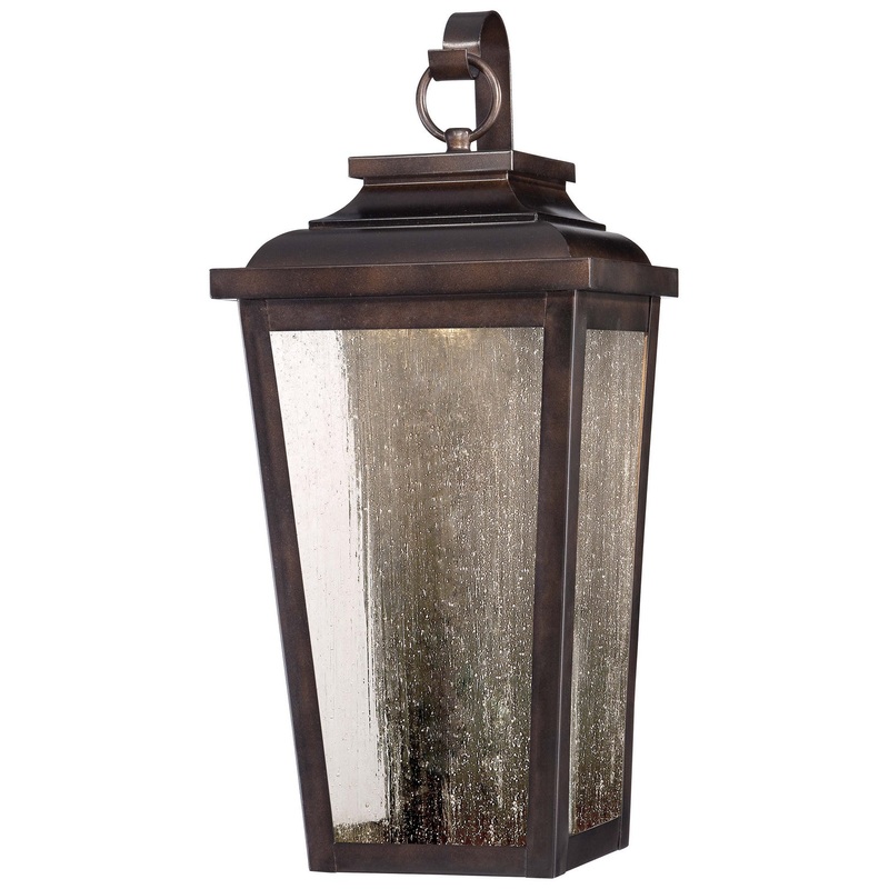 Irvington Manor LED Pocket Lantern in Chelesa Bronze & Clear Seedy Glass