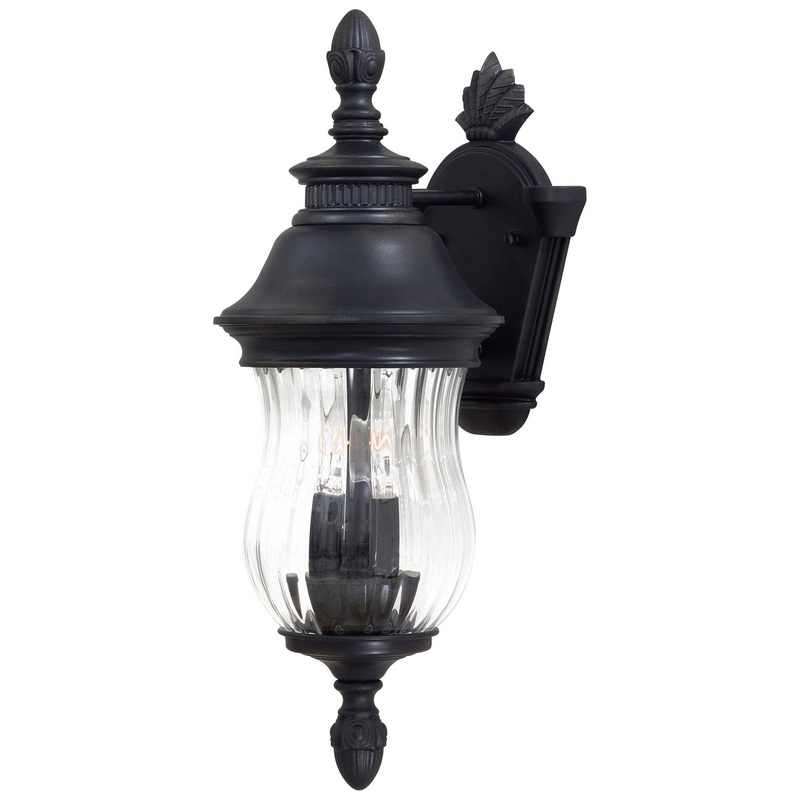Newport 2-Light Wall Mount in Heritage & Mouth Blown Clear Optic Glass