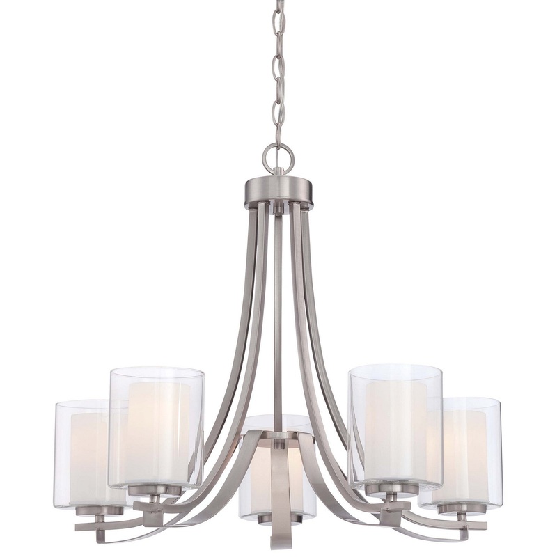Parsons Studio 5-Light Chandelier in Brushed Nickel & Etched White Glass