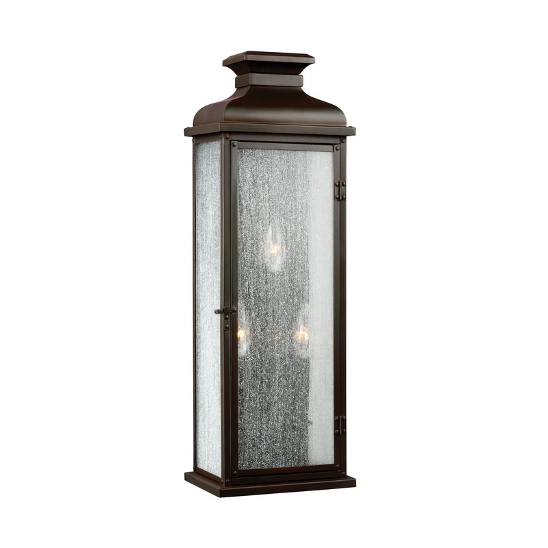 Pediment 3-Light Wall Lantern in Dark Aged Copper