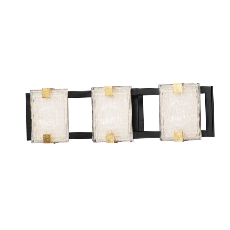 Radiant 3-Light LED Bath Sconce in Black / Gold Leaf