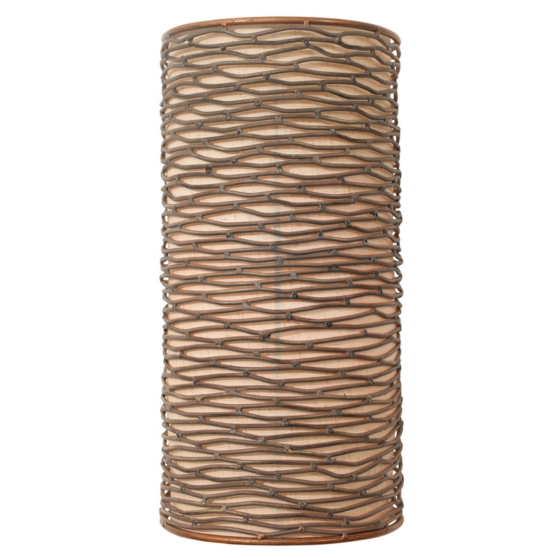 Flow 1-Light Sconce in Hammered Ore with Fabric Shade, Acrylic Diffuser