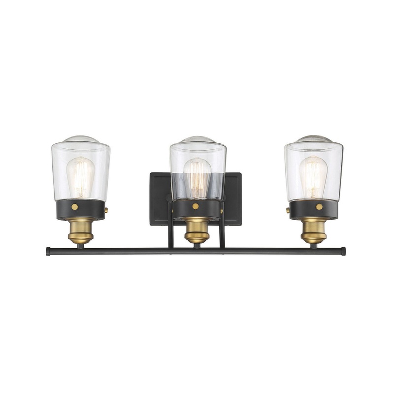 Macauley 3-Light Bath Sconce in Vintage Black/Warm Brass