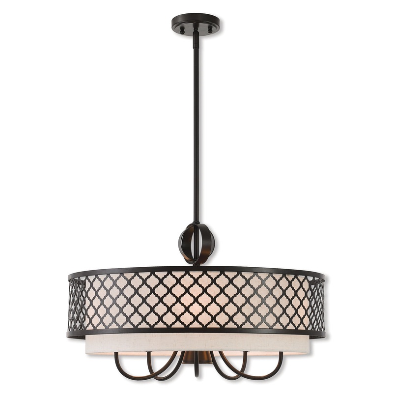 Arabesque 5-Light Pendant Chandelier in English Bronze