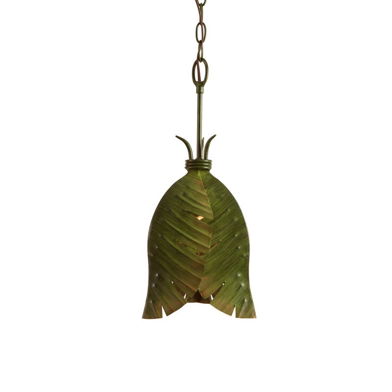 Banana Leaf 1-Light Mini-Pendant in Banana Leaf with Recycled Steel