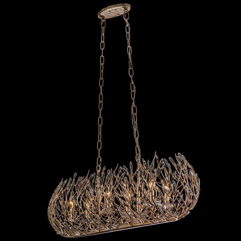 Bask 6-Light Linear Pendant in Gold Dust with Premium Pre-Installed Crystal