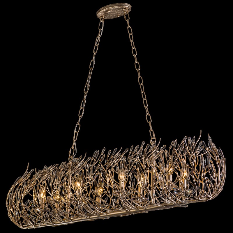 Bask 8-Light Linear Pendant in Gold Dust with Premium Pre-Installed Crystal