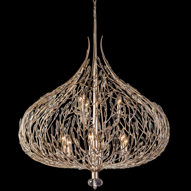 Bask 9-Light Pendant in Gold Dust with Premium Pre-Installed Crystal