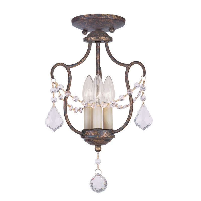 Chesterfield 3-Light Convertible Ceiling Mount in Hand Applied Venetian Golden Bronze