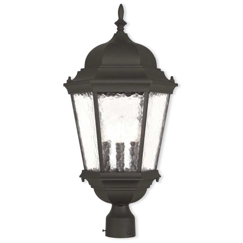Hamilton 3-Light Outdoor Post Lantern in Textured Black