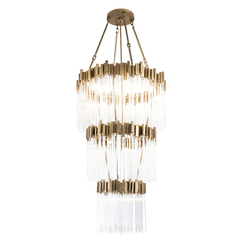 Matrix 19-Light Chandelier in Havana Gold with Clear Fluted Glass