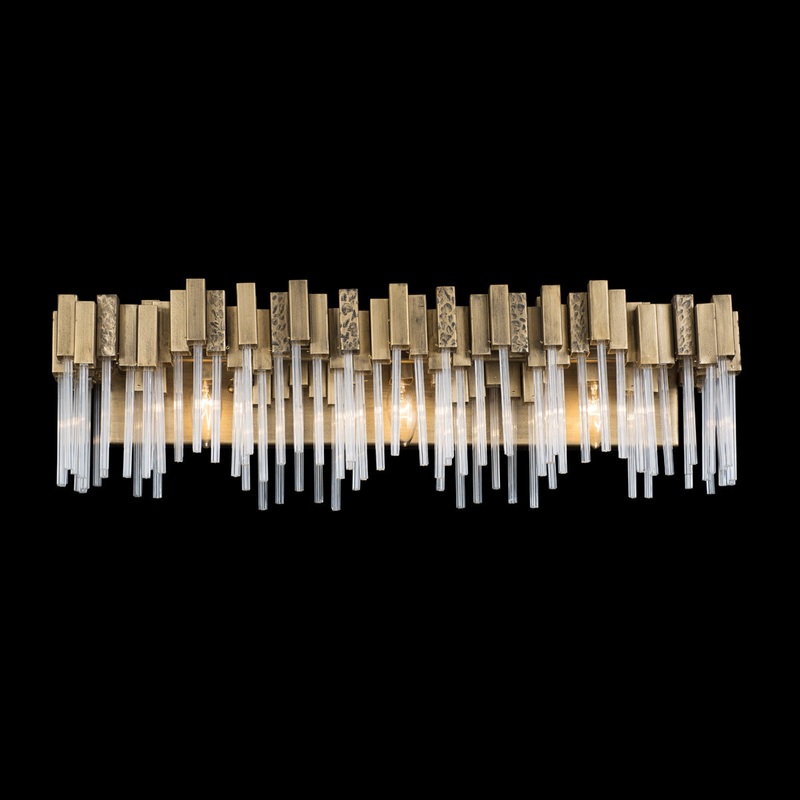 Matrix 3-Light Bath Sconce in Havana Gold with Clear Fluted Glass