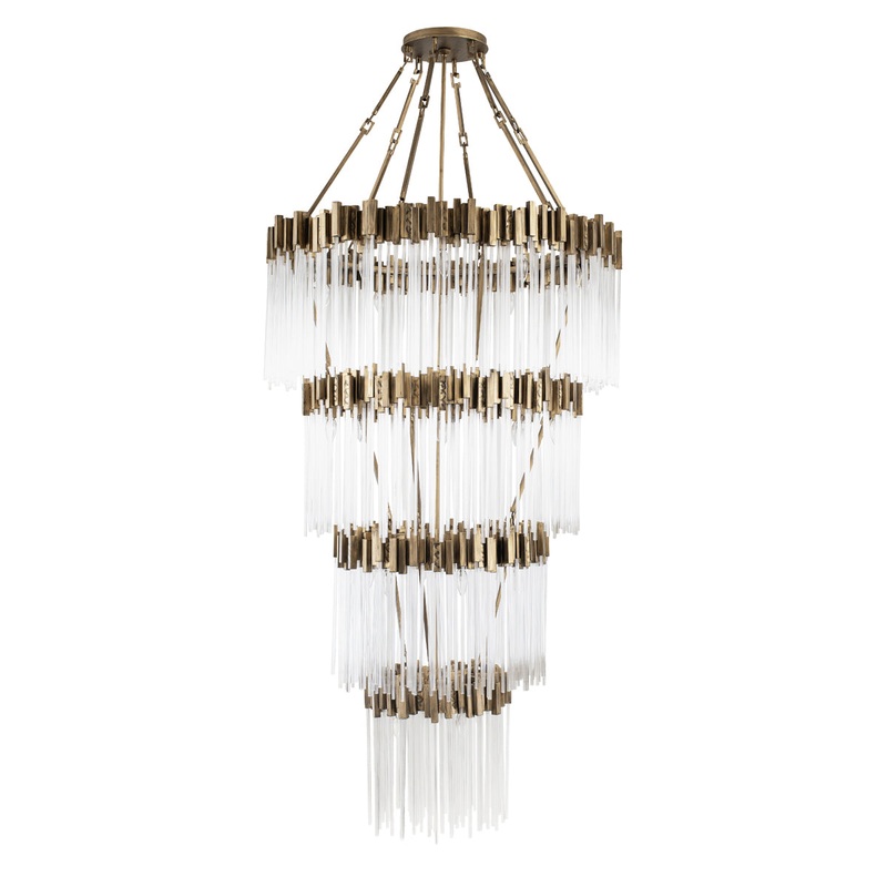Matrix 30-Light Chandelier in Havana Gold with Clear Fluted Glass