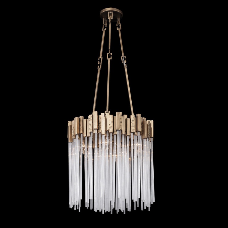 Matrix 6-Light Pendant in Havana Gold with Clear Fluted Glass