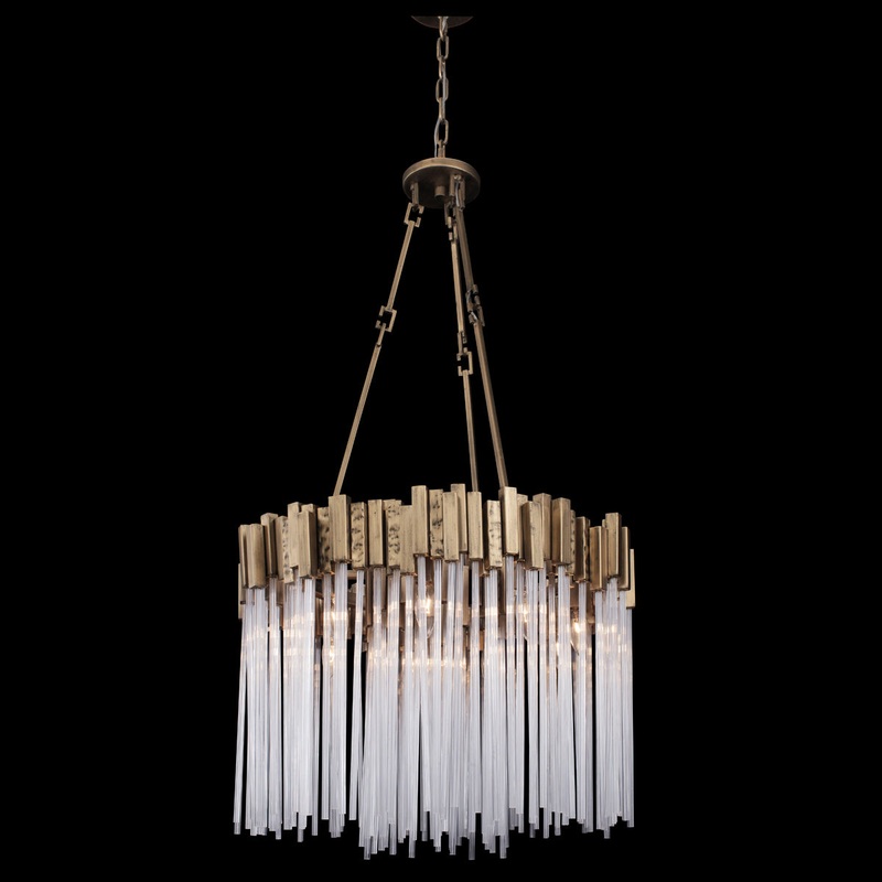 Matrix 9-Light Pendant in Havana Gold with Clear Fluted Glass