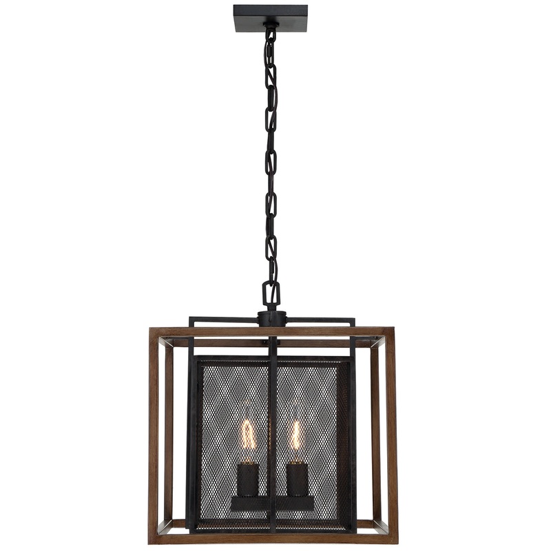 Rio Lobo 2-Light Pendant in Dark Oak & Black
