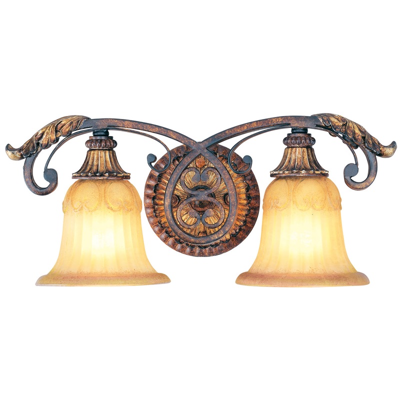 Villa Verona 2-Light Bath Vanity in Verona Bronze with Aged Gold Leaf Accents