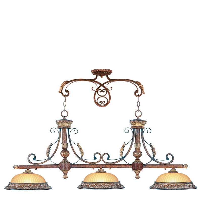 Villa Verona 3-Light Island in Verona Bronze with Aged Gold Leaf Accents