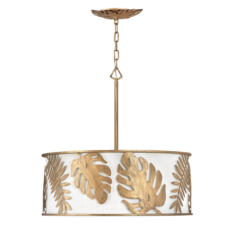 Botanica Medium Drum Chandelier in Burnished Gold