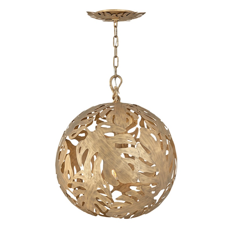 Botanica Medium Orb Pendant in Burnished Gold