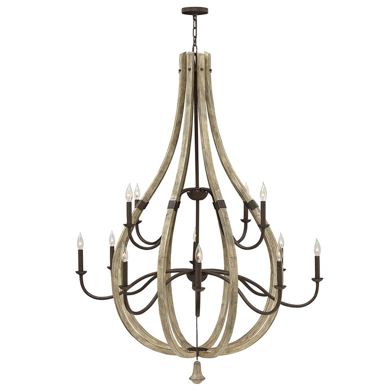 Middlefield Extra Large Open Frame Two Tier Chandelier in Iron Rust