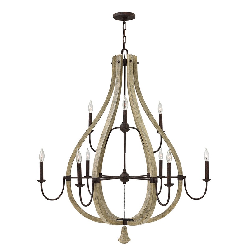 Middlefield Large Open Frame Two Tier Chandelier in Iron Rust