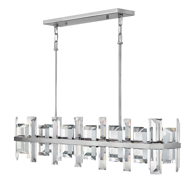 Odette Eight Light Linear Chandelier in Polished Nickel