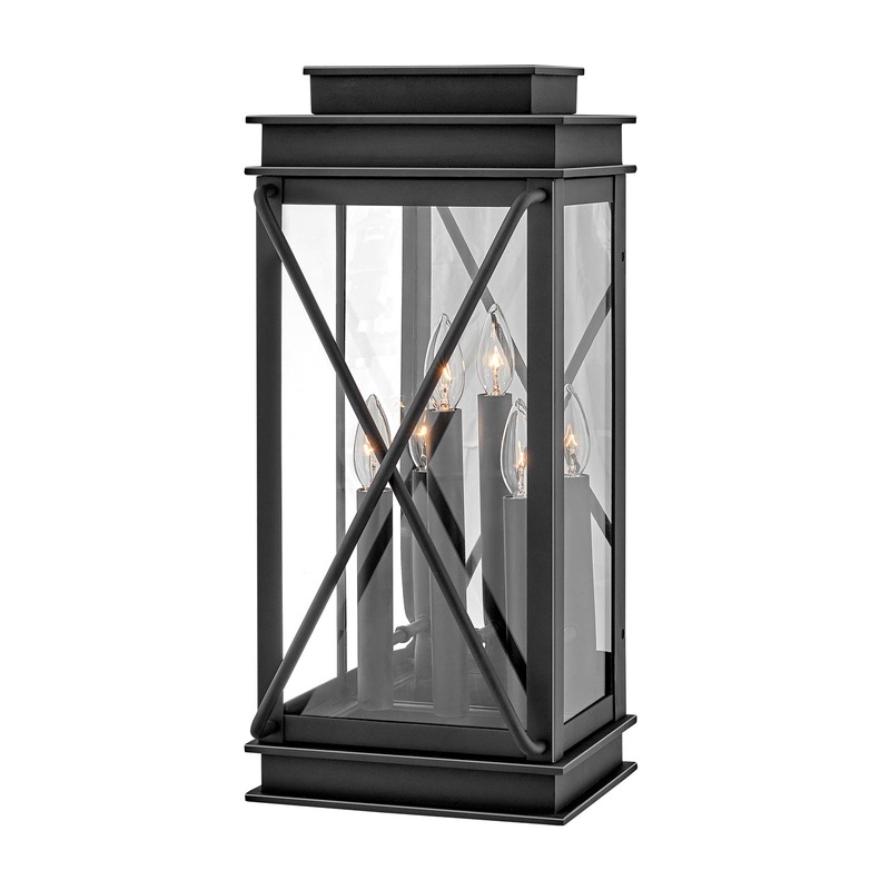 Montecito Large Wall Mount Lantern in Museum Black