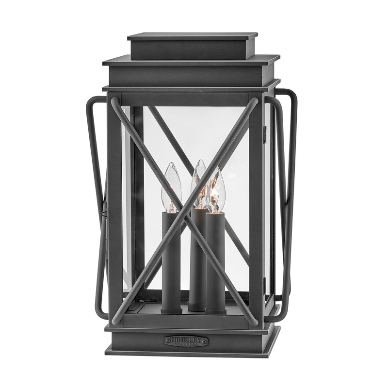 Montecito Medium Pier Mount Lantern in Museum Black