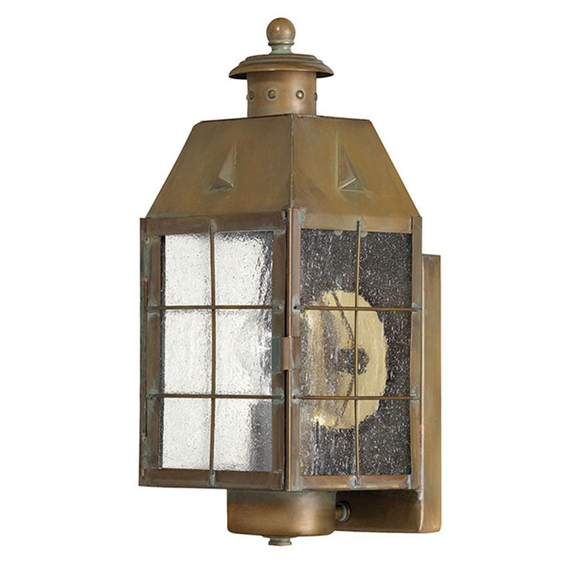 Nantucket Medium Wall Mount Lantern in Aged Brass