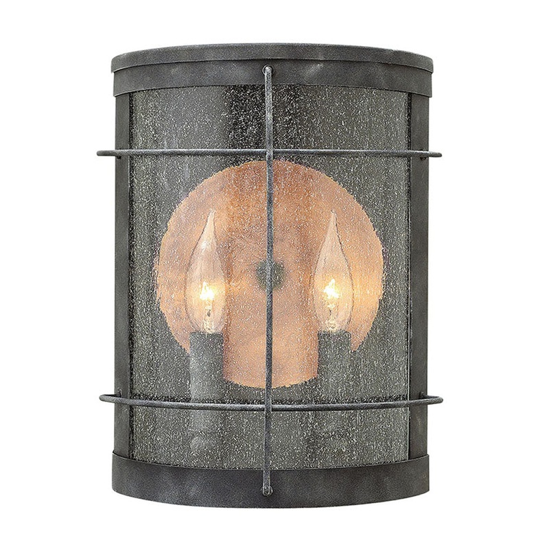 Newport Medium Wall Mount Lantern in Aged Zinc