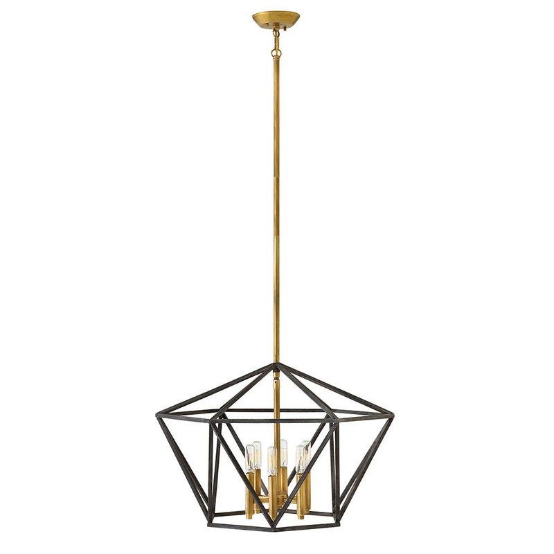 Theory Medium Open Frame Chandelier in Aged Zinc