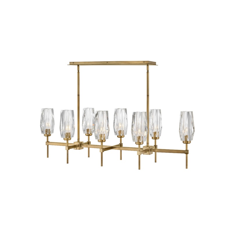 Ana Eight Light Linear Chandelier in Heritage Brass
