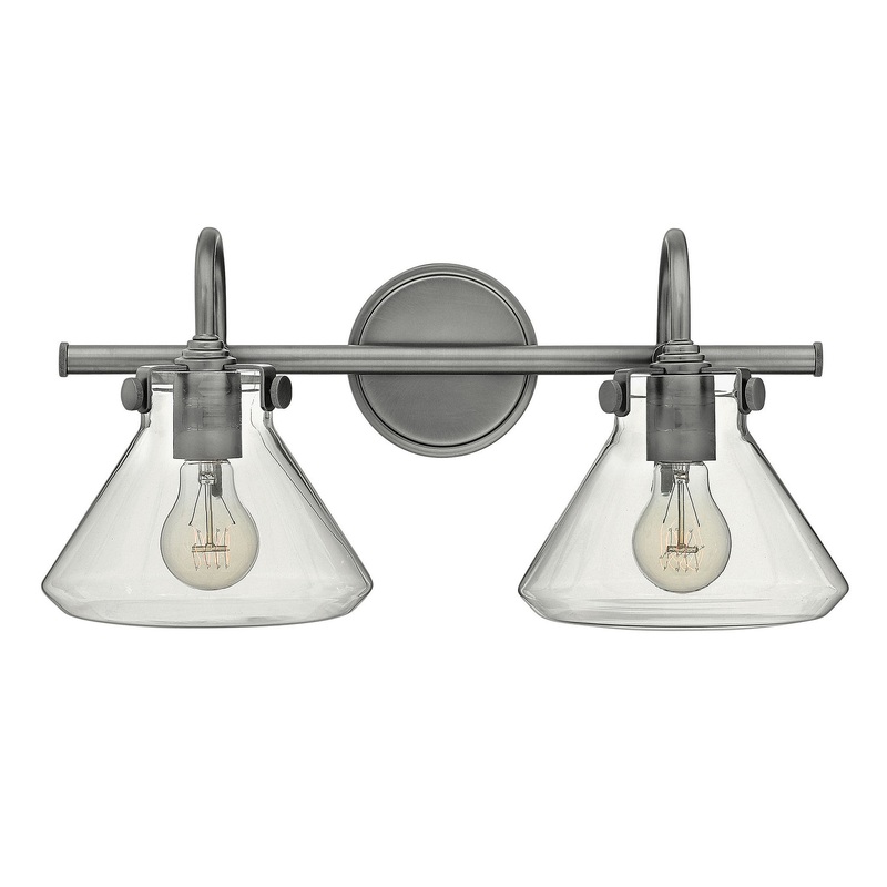 Congress Small Retro Glass Two Light Vanity in Antique Nickel