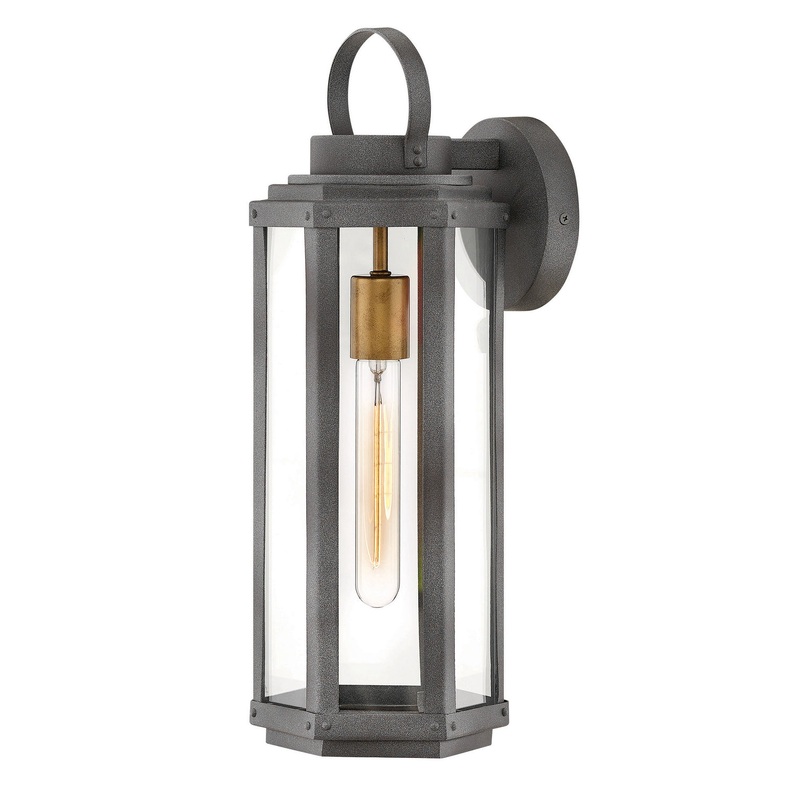 Danbury Medium Wall Mount Lantern in Aged Zinc