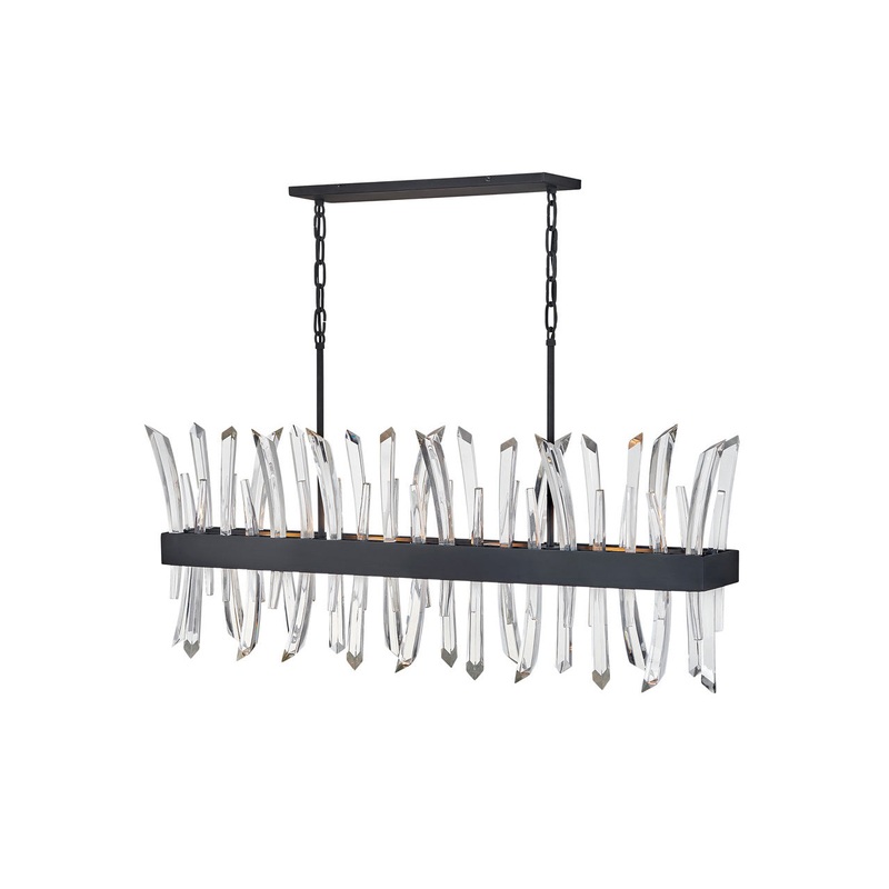 Revel Four Light Linear Chandelier in Black