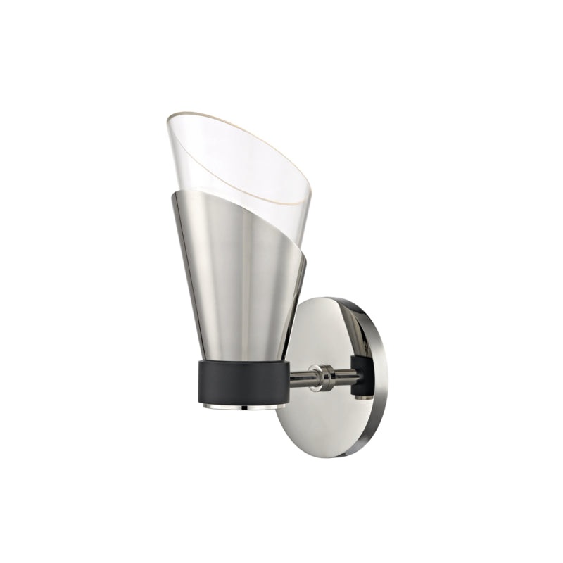 Angie 1-Light Wall Sconce in Polished Nickel/Black