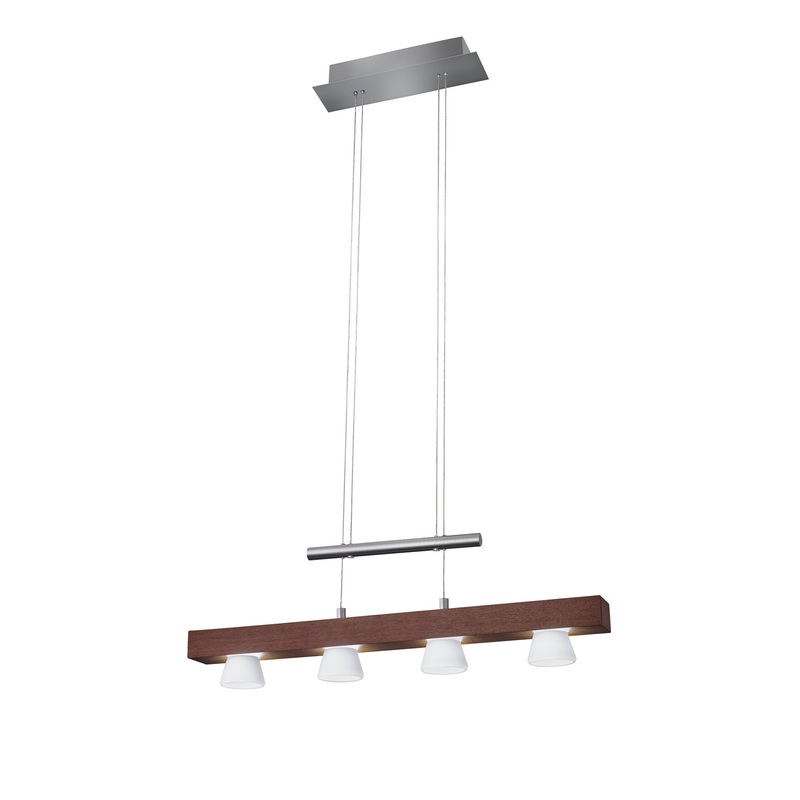 Burlington LED Light Pendant in Walnut Wood & Brushed Steel