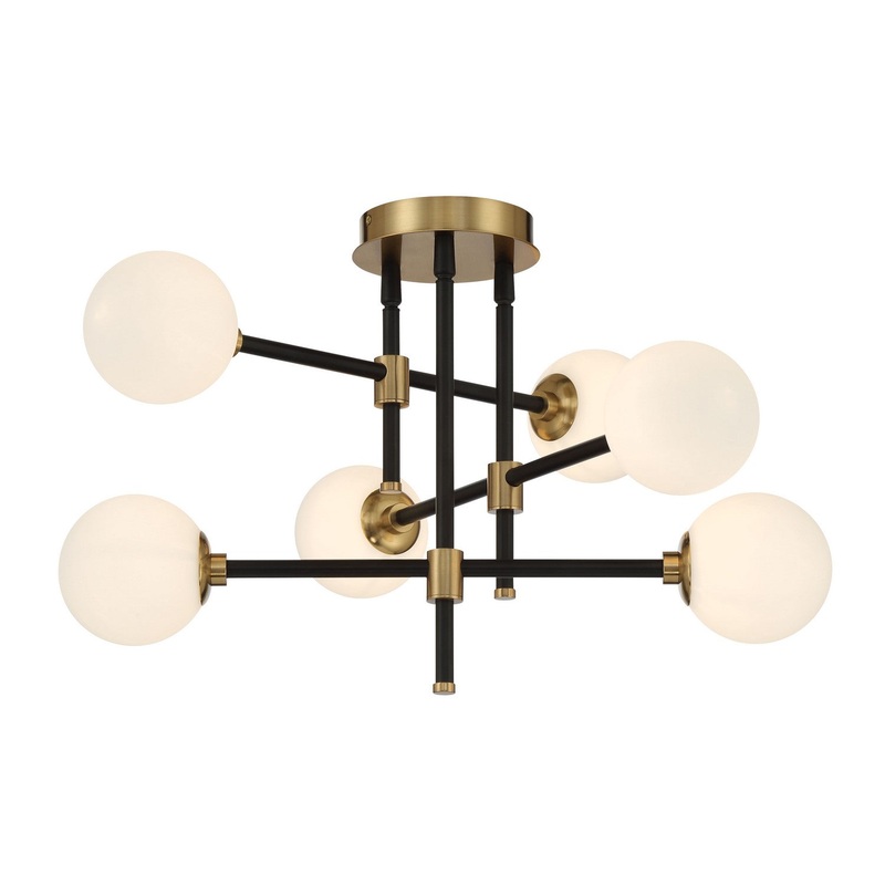 Cosmet 6-Light Flush Mount in Coal & Aged Brass